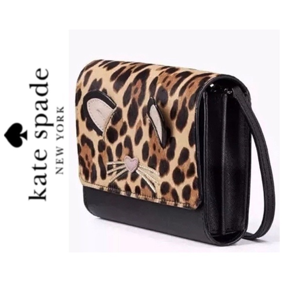 NWT Kate Spade leopard Leather Crossbody clutch - Picture 4 of 6